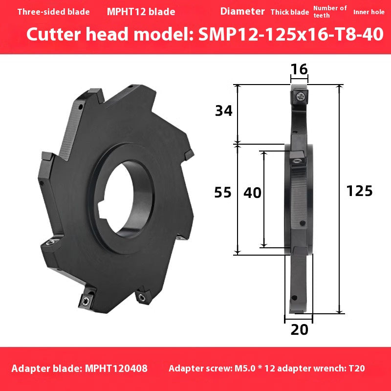 2083-CNC SMP 3 face and face milling cutter head saw blade sleeve indexable milling T-slot cutter head MPHT06 0812 Shandong Denso Pricision Tools Co.,Ltd.